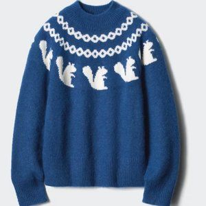 JW Anderson Crew Neck Squirrel Sweater Blue and White